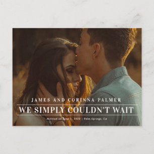 We could not wait wedding announcement postcard