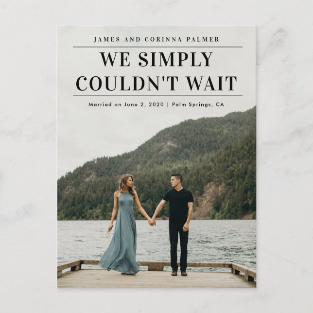 We could not wait wedding announcement postcard (Front)