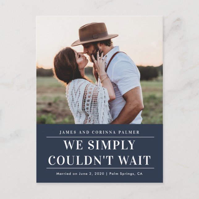 We could not wait wedding announcement postcard (Front)
