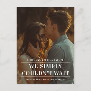 We could not wait wedding announcement postcard