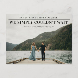 We could not wait wedding announcement postcard