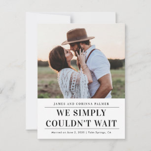 We could not wait wedding announcement postcard