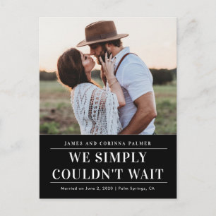 We could not wait wedding announcement postcard