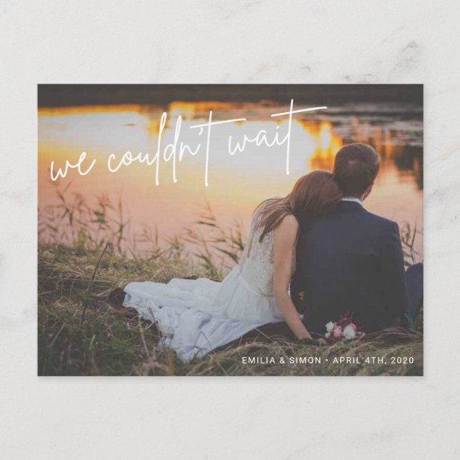 We Couldn't Wait Wedding Announcement Postcard (Front)