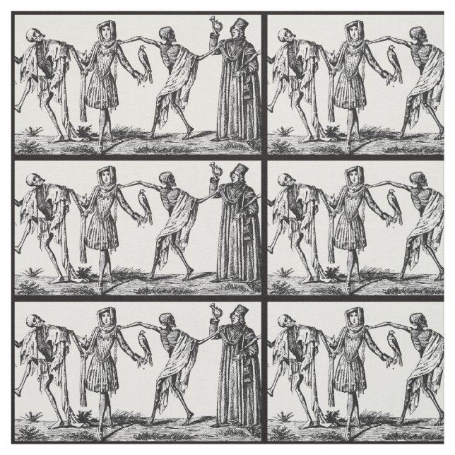 "We Dance With Death" Black Plague Fabric (Swatch)