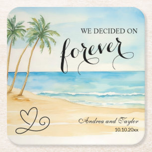 We decided on Forever Elegant Wedding Square Paper Coaster