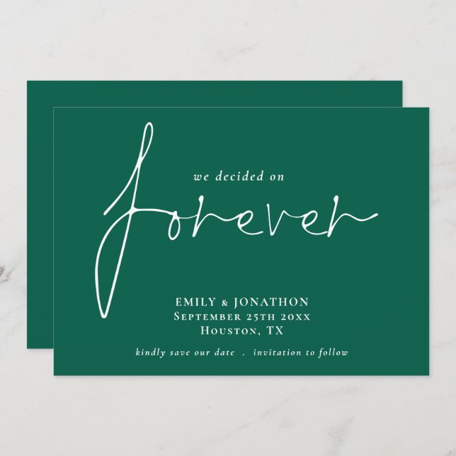 We Decided on Forever Emerald Save The Date (Front/Back)