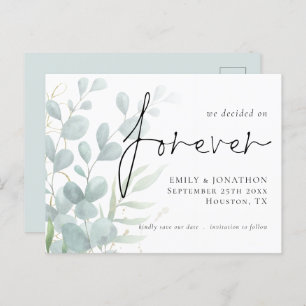 We Decided on Forever Eucalyptus Save The Date Invitation Postcard