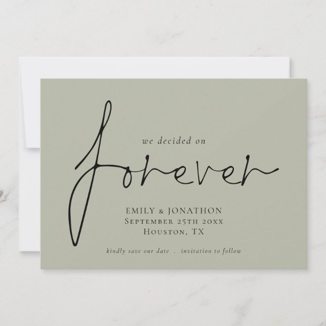 We Decided On Forever Pale Sage Save The Date (Front)