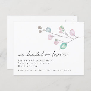 We Decided on Forever Script Leaves Save The Date  Invitation Postcard