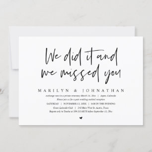 We did it and we missed you, Wedding Elopement  In Invitation