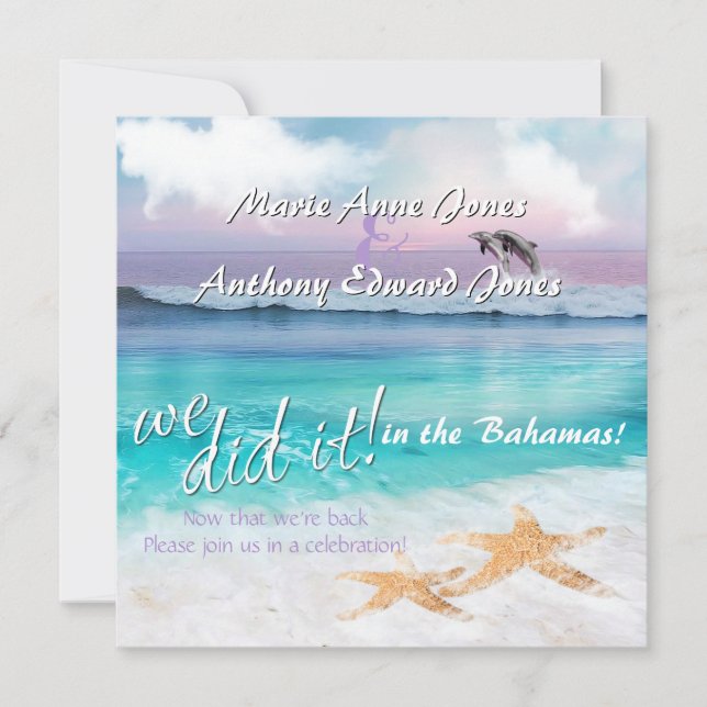 We Did IT - BEAUTIFUL TROPICAL OCEAN SUNRISE Invitation (Front)