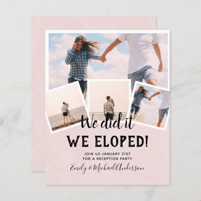 We Did It ELOPEMENT PHOTO Wedding RECEPTION Budget (Front/Back)