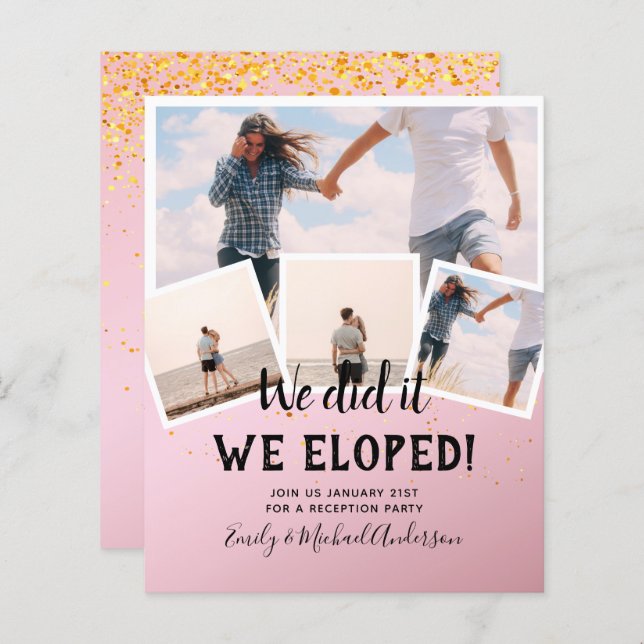 We Did It ELOPEMENT PHOTO Wedding RECEPTION Budget (Front/Back)
