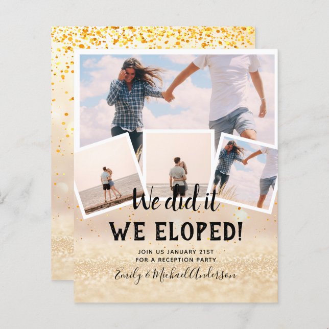 We Did It ELOPEMENT PHOTO Wedding RECEPTION Budget (Front/Back)