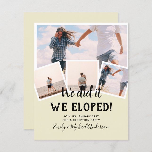 We Did It ELOPEMENT PHOTO Wedding RECEPTION Budget (Front/Back)