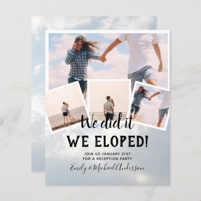 We Did It ELOPEMENT PHOTO Wedding RECEPTION Budget (Front/Back)