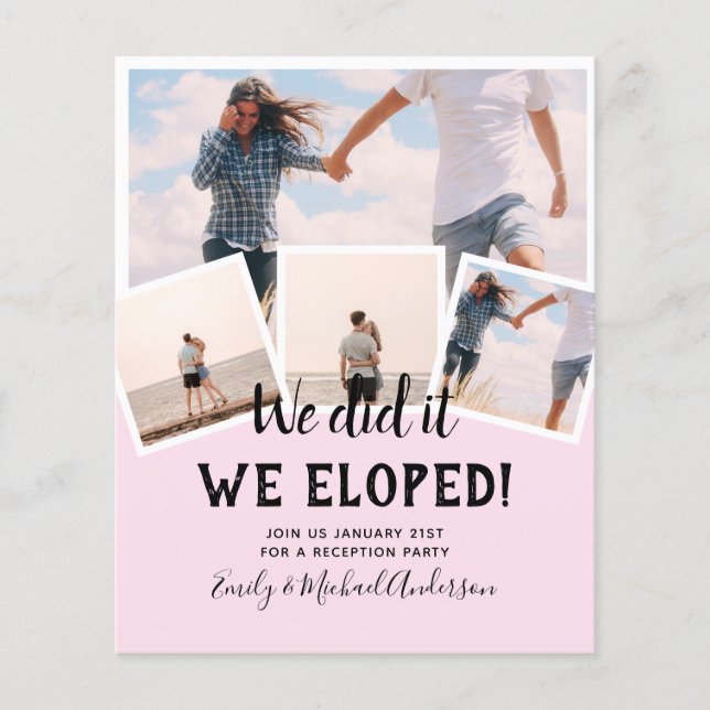We Did It ELOPEMENT PHOTO Wedding RECEPTION Budget Flyer (Front)