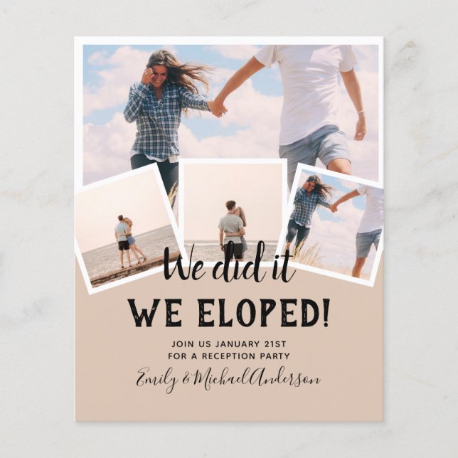 We Did It ELOPEMENT PHOTO Wedding RECEPTION Budget Flyer (Front)