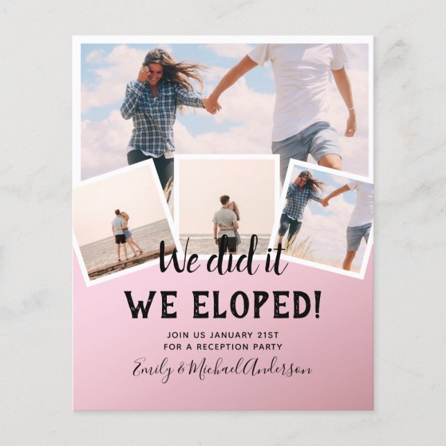 We Did It ELOPEMENT PHOTO Wedding RECEPTION Budget Flyer (Front)