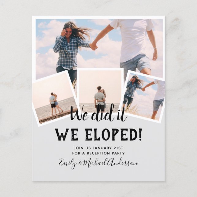 We Did It ELOPEMENT PHOTO Wedding RECEPTION Budget Flyer (Front)