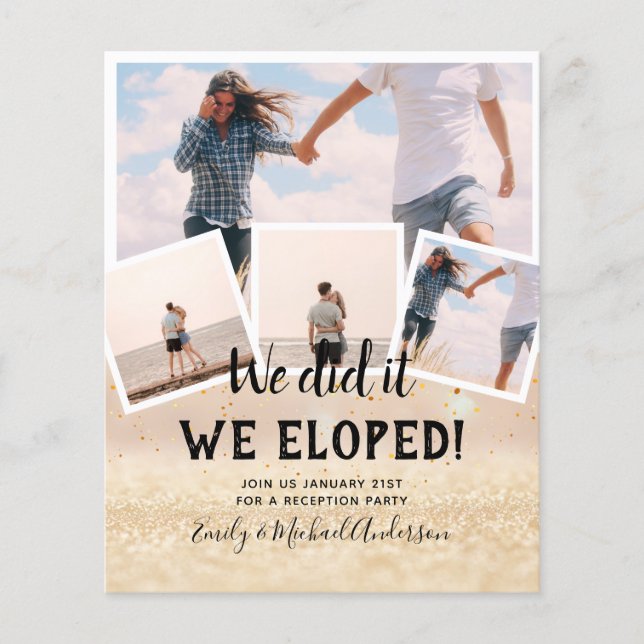 We Did It ELOPEMENT PHOTO Wedding RECEPTION Budget Flyer (Front)