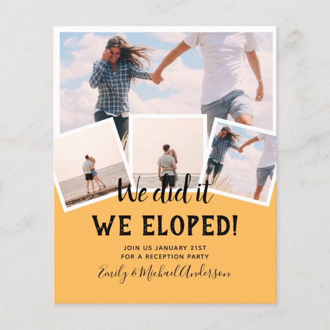 We Did It ELOPEMENT PHOTO Wedding RECEPTION Budget Flyer (Front)