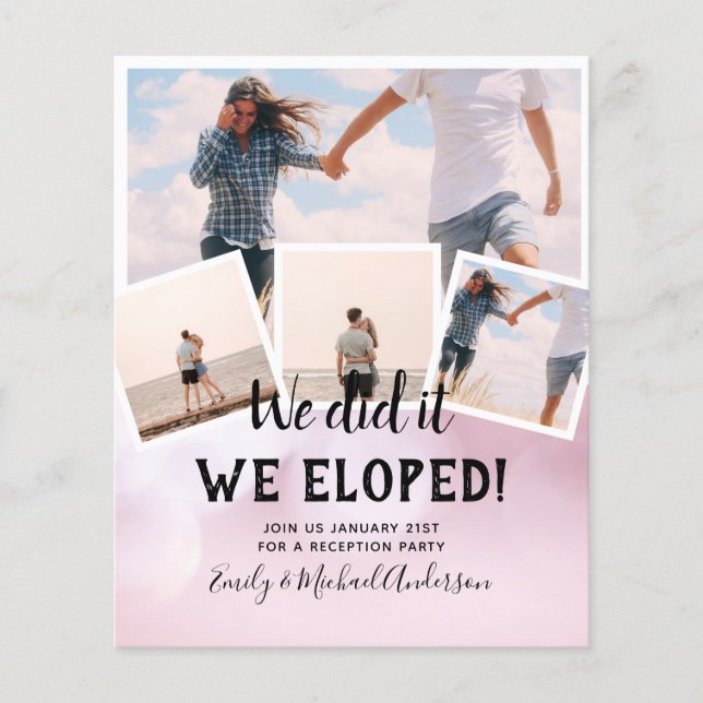 We Did It ELOPEMENT PHOTO Wedding RECEPTION Budget Flyer (Front)
