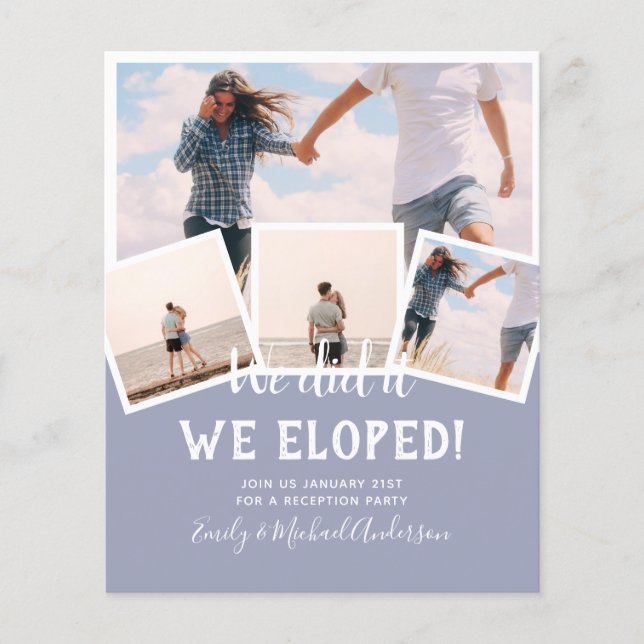 We Did It ELOPEMENT PHOTO Wedding RECEPTION Budget Flyer (Front)