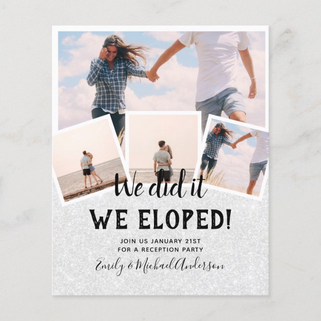 We Did It ELOPEMENT PHOTO Wedding RECEPTION Budget Flyer (Front)