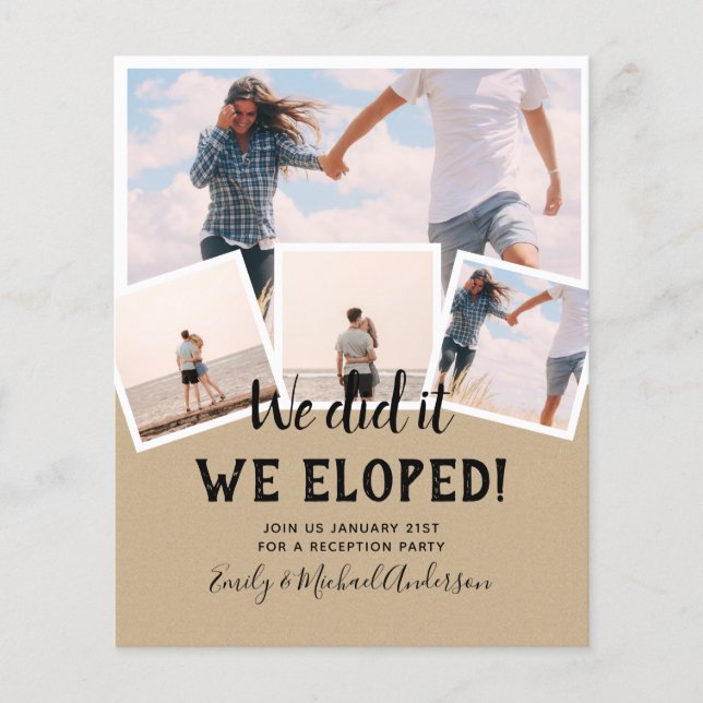 We Did It ELOPEMENT PHOTO Wedding RECEPTION Budget Flyer (Front)