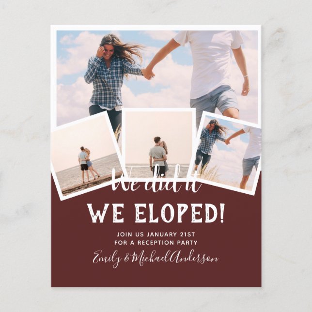 We Did It ELOPEMENT PHOTO Wedding RECEPTION Budget Flyer (Front)