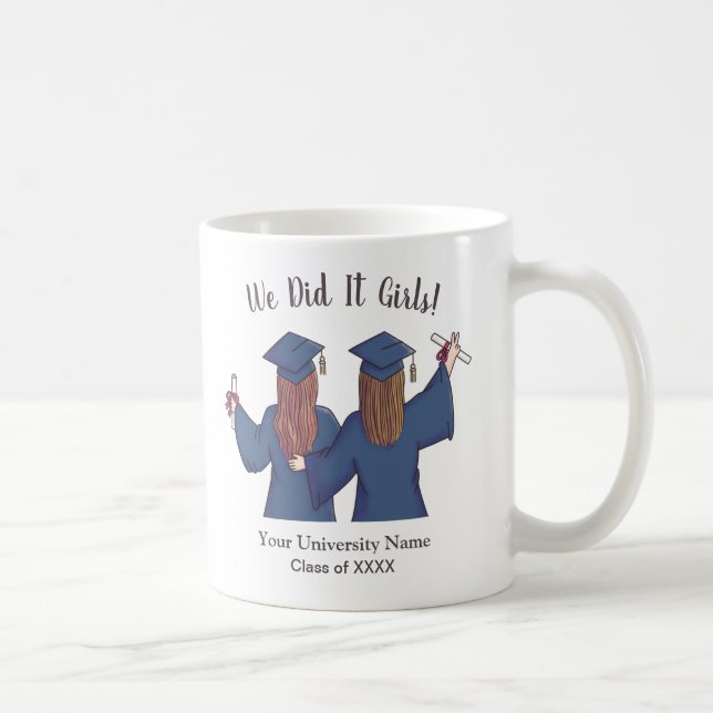 We Did It Girls, Graduation Girls Personalised Coffee Mug (Right)