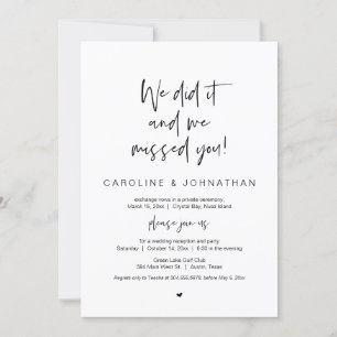 We did it, missed you, Black, Wedding Elopement Invitation
