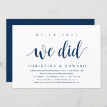 We did, Modern Post Wedding Elopement Invitation