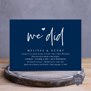 We Did Modern Wedding Elopement Reception Dinner Invitation