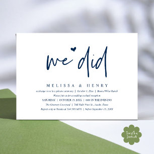 We Did Modern Wedding Elopement Reception Dinner Invitation