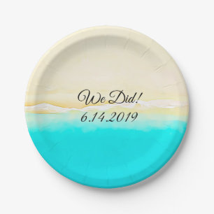 We Did Ocean Shore Teal Water pretty paper plates. Paper Plate