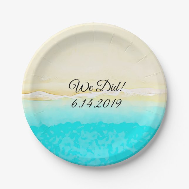 We Did Ocean Shore Teal Water pretty paper plates. Paper Plate (Front)