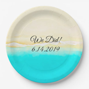 We Did Ocean Shore Teal Water pretty paper plates. Paper Plate