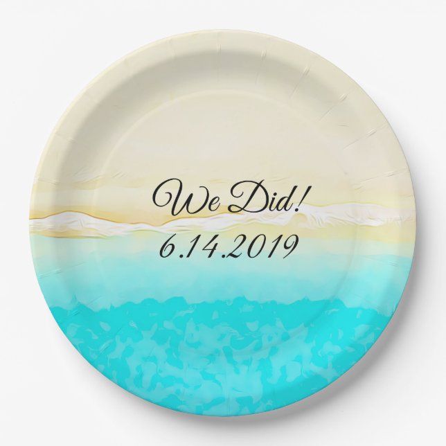 We Did Ocean Shore Teal Water pretty paper plates. Paper Plate (Front)