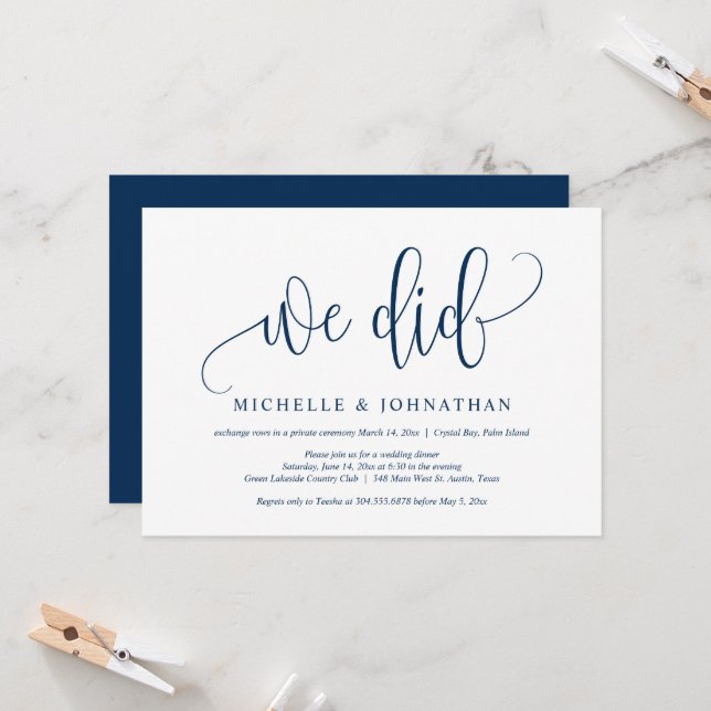We did, Wedding Elopement Party Celebration Invita Invitation (Front/Back In Situ)