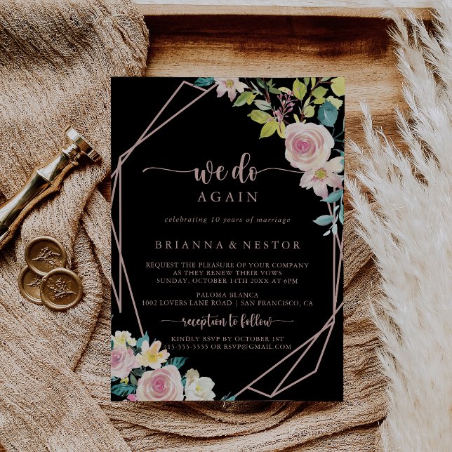 We Do Again Rose Gold Spring Floral Vow Renewal    Invitation (Creator Uploaded)