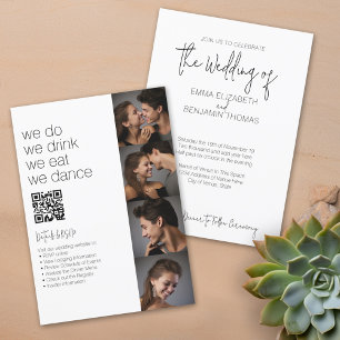 We Do All In One BW - QR - 4 Photos - Wedding Invitation
