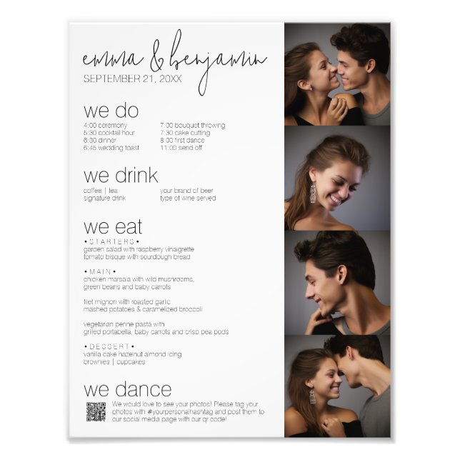 We Do - All In One BW - QR - 4 Photos - Wedding Photo Print (Front)