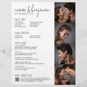 We Do - All In One BW - QR - 5 Photo Wedding Menu Custom Letterhead