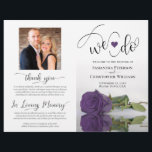 We Do! Amethyst Purple Rose Modern Wedding Program<br><div class="desc">This beautiful wedding program is both modern and elegant. The DIY folded design features modern script lettering on the front reading "we do" with the names of the couple and wedding date/location. There is a photo of a beautiful long-stemmed amethyst purple coloured rose reflecting in a pool of water with...</div>