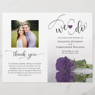 We Do Amethyst Purple Rose & Photo Wedding Program