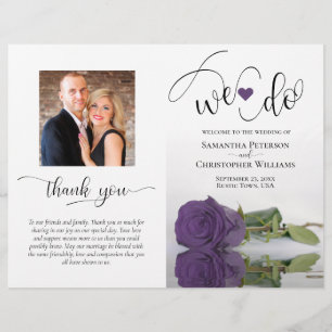 We Do Amethyst Purple Rose & Photo Wedding Program