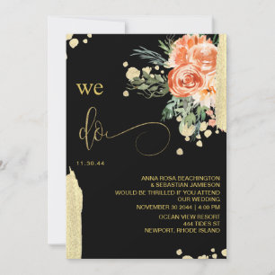 *~* WE DO AR15 - Pink Rose Floral RSVP QR WEDDING Invitation